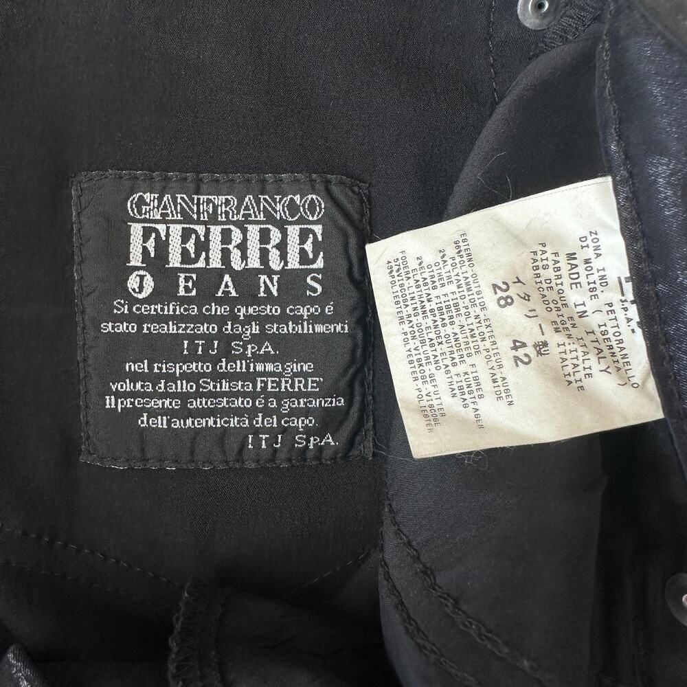 Gianfranco Ferre Pants Womens 28 Coated Wax Stretch Slim Vintage Jeans Nighclub - Picture 11 of 14